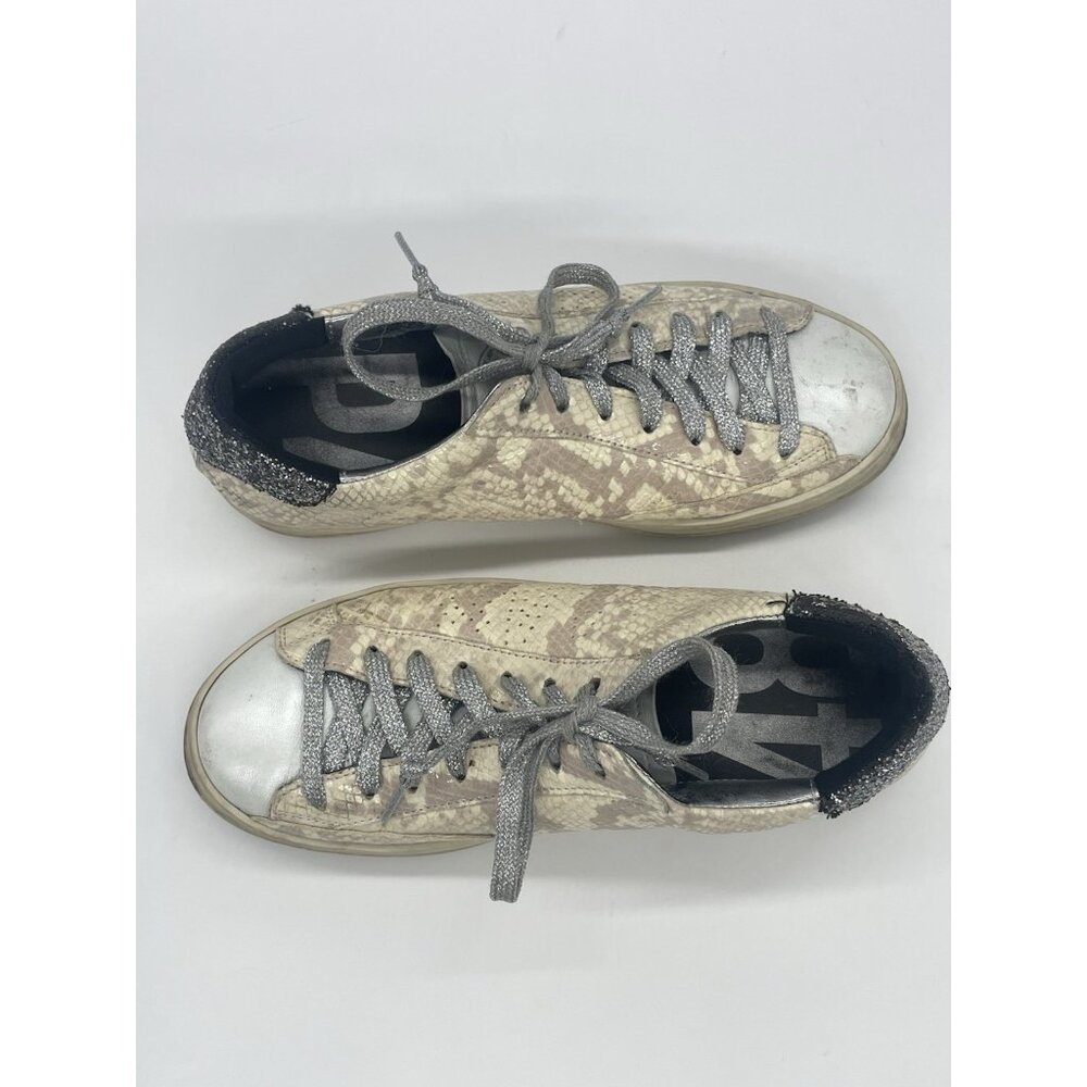 P448 John Women's Sneakers Sz 39 Leather Snake Print Shoes Designer‎ Casual